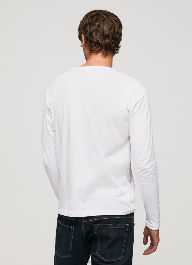 tricou din bumbac cu logo imprimat bărbați Pepe Jeans alb 6Z0R461018 - imagine 4