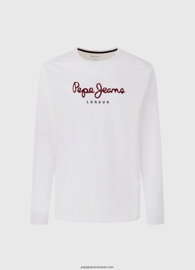 tricou din bumbac cu logo imprimat bărbați Pepe Jeans alb 6Z0R461018 - imagine 5