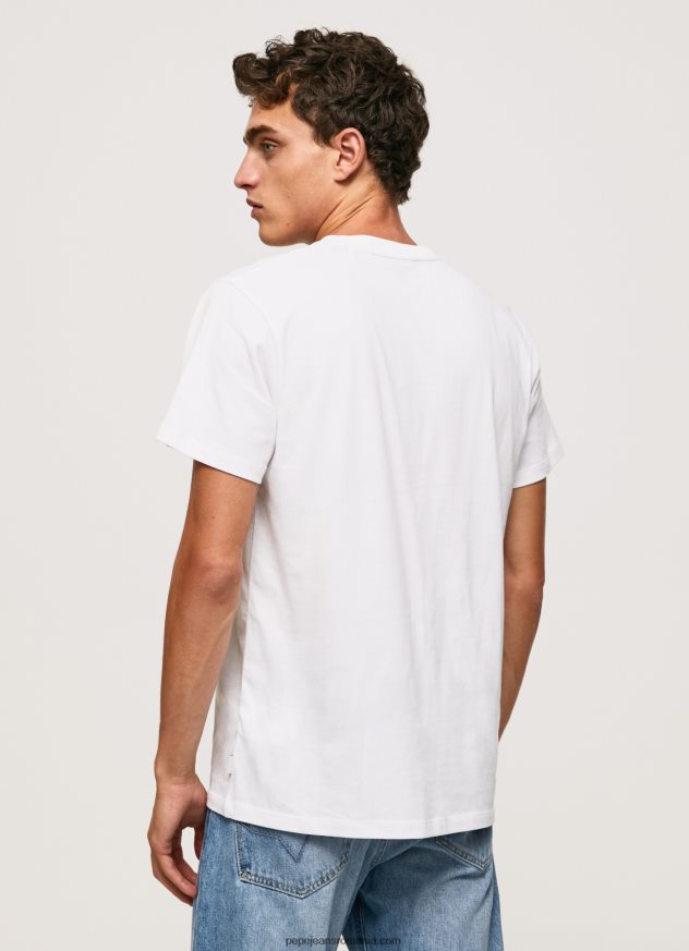 tricou din bumbac cu logo imprimat bărbați Pepe Jeans alb 6Z0R46921 - imagine 5