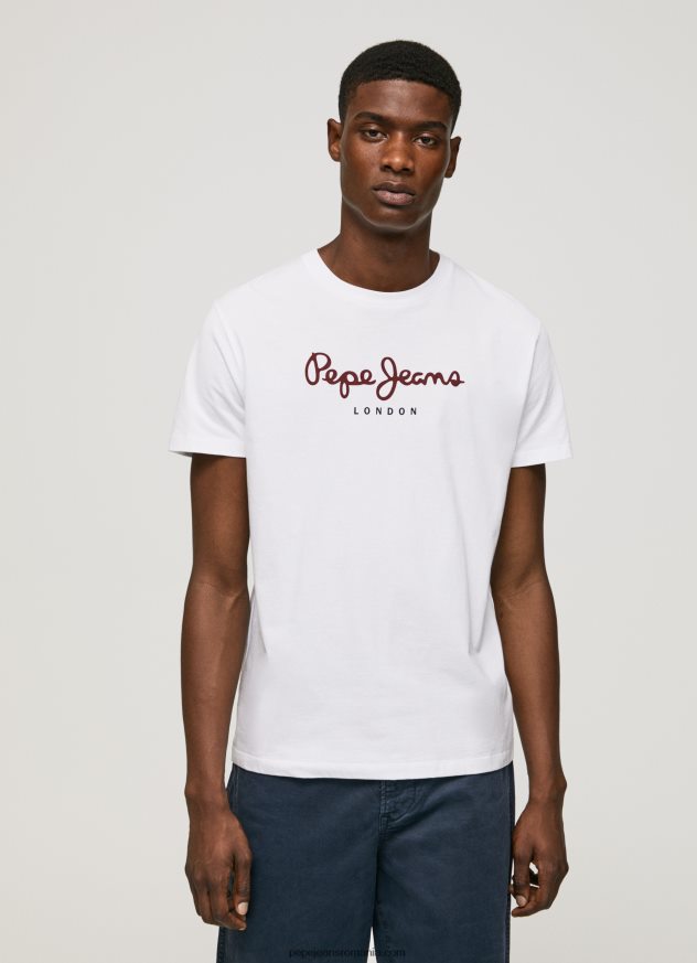 tricou din bumbac cu logo imprimat bărbați Pepe Jeans alb 6Z0R46998 - imagine 1