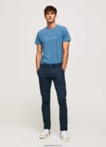 tricou din bumbac cu logo imprimat bărbați Pepe Jeans albastru deschis 6Z0R46967 - imagine 2
