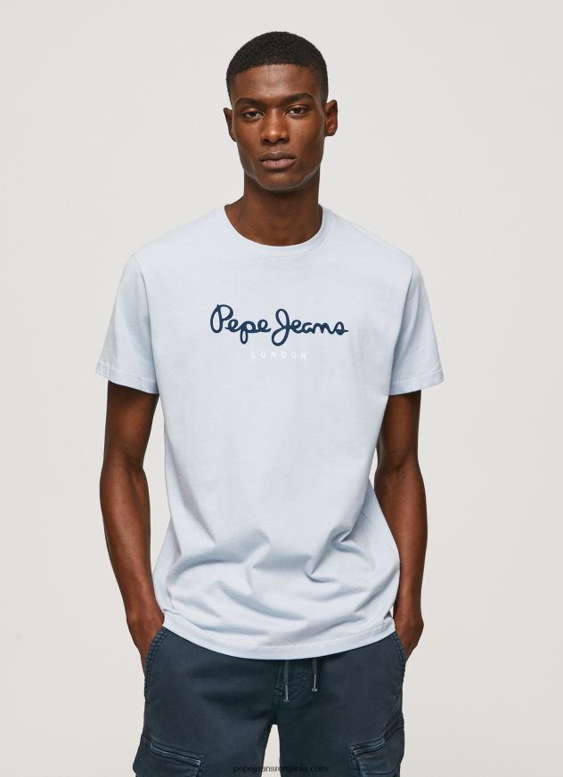 tricou din bumbac cu logo imprimat bărbați Pepe Jeans albastru înălbitor 6Z0R46933 - imagine 1