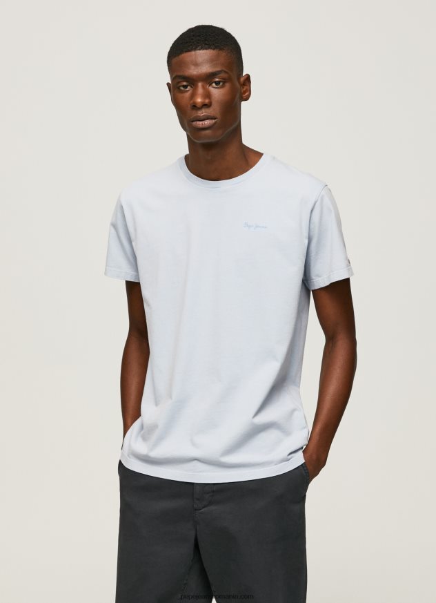 tricou din bumbac cu logo imprimat bărbați Pepe Jeans albastru înălbitor 6Z0R46947 - imagine 1