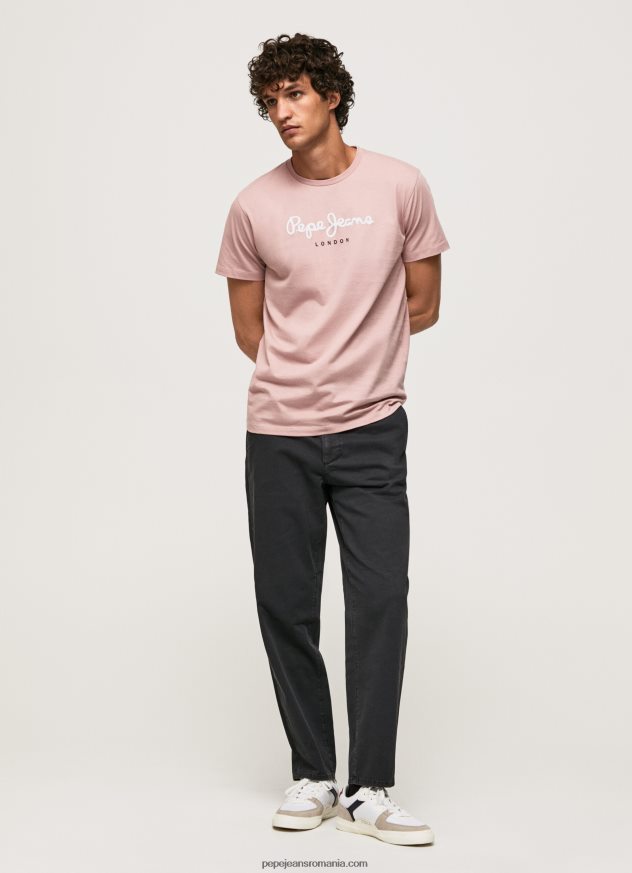 tricou din bumbac cu logo imprimat bărbați Pepe Jeans înălbitor roz 6Z0R46917 - imagine 5