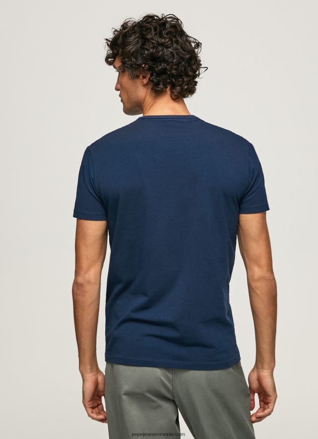 tricou din bumbac cu logo imprimat bărbați Pepe Jeans marina 6Z0R461010 - imagine 4