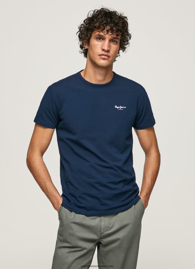 tricou din bumbac cu logo imprimat bărbați Pepe Jeans marina 6Z0R461010 - imagine 1