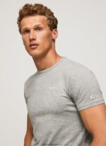 tricou din bumbac cu logo imprimat bărbați Pepe Jeans marnă cenușie 6Z0R461013 - imagine 2