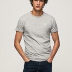 tricou din bumbac cu logo imprimat bărbați Pepe Jeans marnă cenușie 6Z0R461013