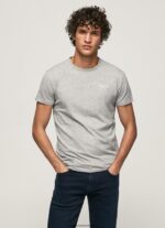 tricou din bumbac cu logo imprimat bărbați Pepe Jeans marnă cenușie 6Z0R461013