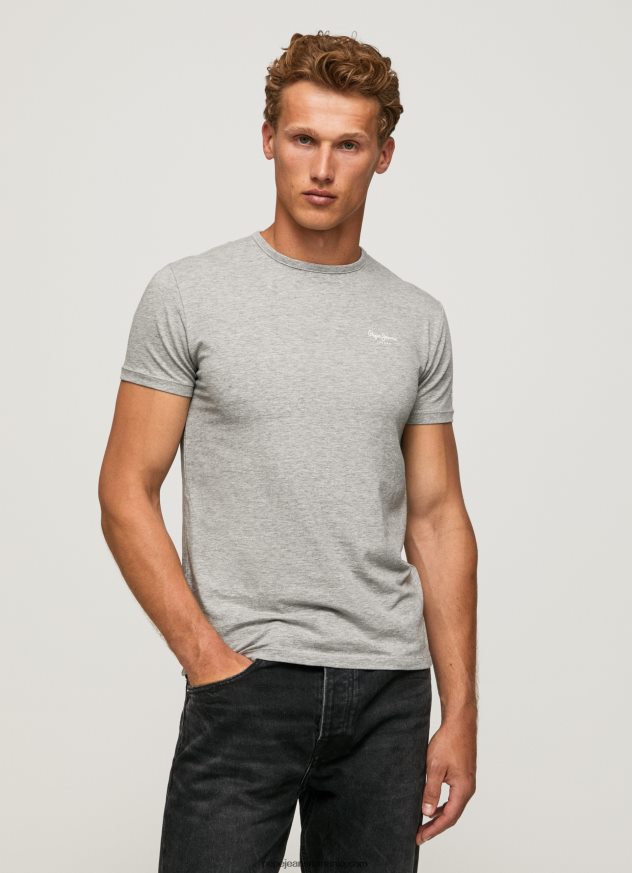 tricou din bumbac cu logo imprimat bărbați Pepe Jeans marnă cenușie 6Z0R461013 - imagine 3