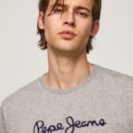tricou din bumbac cu logo imprimat bărbați Pepe Jeans marnă cenușie 6Z0R461017