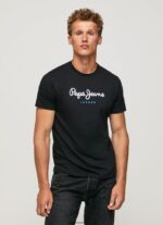 tricou din bumbac cu logo imprimat bărbați Pepe Jeans negru 6Z0R461000 - imagine 3