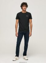 tricou din bumbac cu logo imprimat bărbați Pepe Jeans negru 6Z0R461012 - imagine 2