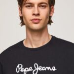 tricou din bumbac cu logo imprimat bărbați Pepe Jeans negru 6Z0R461019
