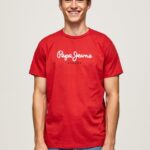 tricou din bumbac cu logo imprimat bărbați Pepe Jeans studio roșu 6Z0R461016