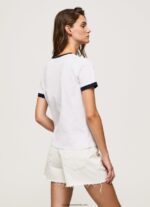 tricou din bumbac cu logo imprimat femei Pepe Jeans alb 6Z0R46424 - imagine 4