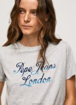 tricou din bumbac cu logo imprimat femei Pepe Jeans marnă cenușie 6Z0R46412 - imagine 3