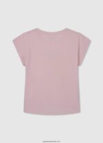 tricou din bumbac cu logo strass fată Pepe Jeans roz moale 6Z0R461431 - imagine 2