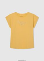 tricou din bumbac cu logo strass fată Pepe Jeans strălucire 6Z0R461433