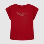 tricou din bumbac cu logo strass fată Pepe Jeans studio roșu 6Z0R461450