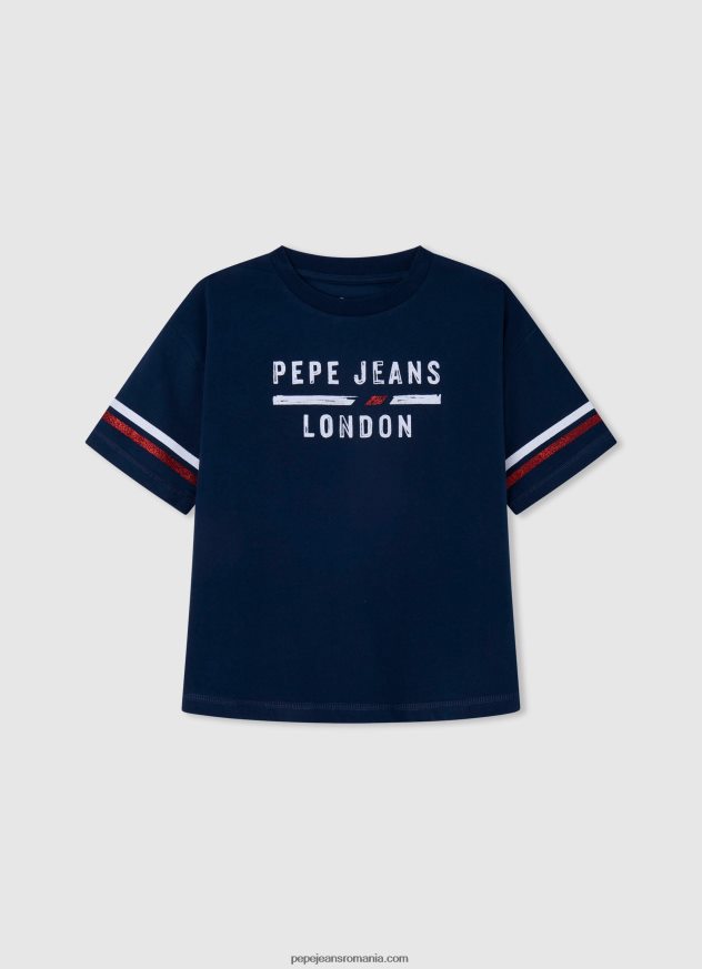 tricou din bumbac cu logo strass fată Pepe Jeans studio roșu 6Z0R461450 - imagine 4