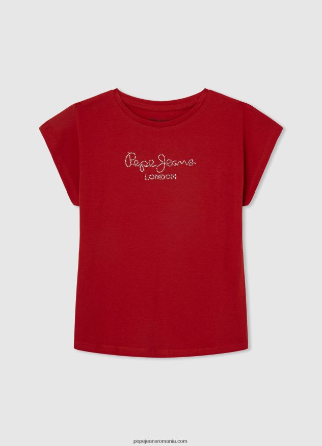 tricou_din_bumbac_cu_logo_strass_fata_pepe_jeans_studio_rosu_6z0r461450.jpg tricou din bumbac cu logo strass fată Pepe Jeans studio roșu 6Z0R461450 - imagine 1