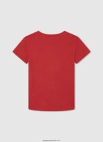 tricou din bumbac cu logo vertical băiat Pepe Jeans studio roșu 6Z0R461608 - imagine 2