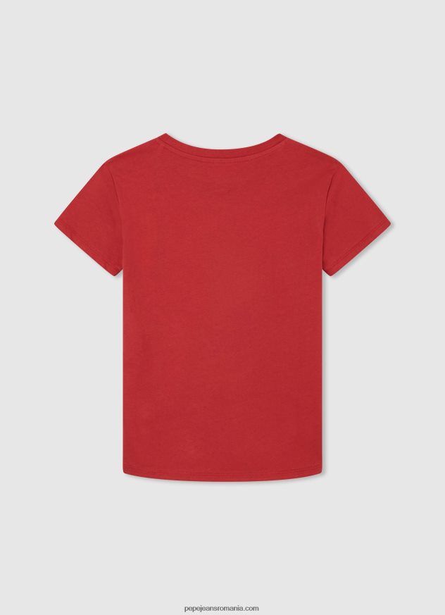 tricou din bumbac cu logo vertical băiat Pepe Jeans studio roșu 6Z0R461608 - imagine 2