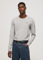 tricou din bumbac cu maneca lunga bărbați Pepe Jeans marnă cenușie 6Z0R461006