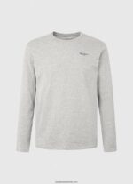 tricou din bumbac cu maneca lunga bărbați Pepe Jeans marnă cenușie 6Z0R461006 - imagine 5