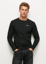 tricou din bumbac cu maneca lunga bărbați Pepe Jeans negru 6Z0R461008 - imagine 3