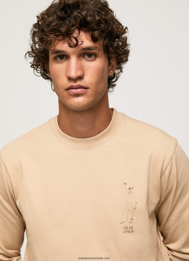 tricou din bumbac cu maneca lunga bărbați Pepe Jeans piatră 6Z0R46913 - imagine 3