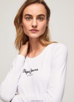tricou din bumbac cu maneca lunga femei Pepe Jeans alb 6Z0R46469 - imagine 3