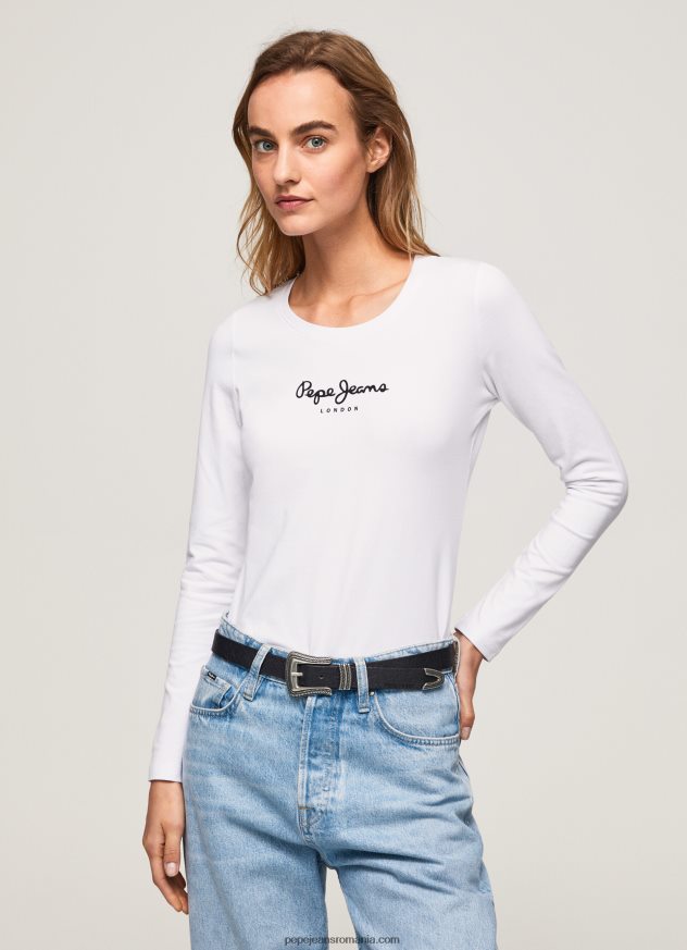 tricou din bumbac cu maneca lunga femei Pepe Jeans alb 6Z0R46469 - imagine 1