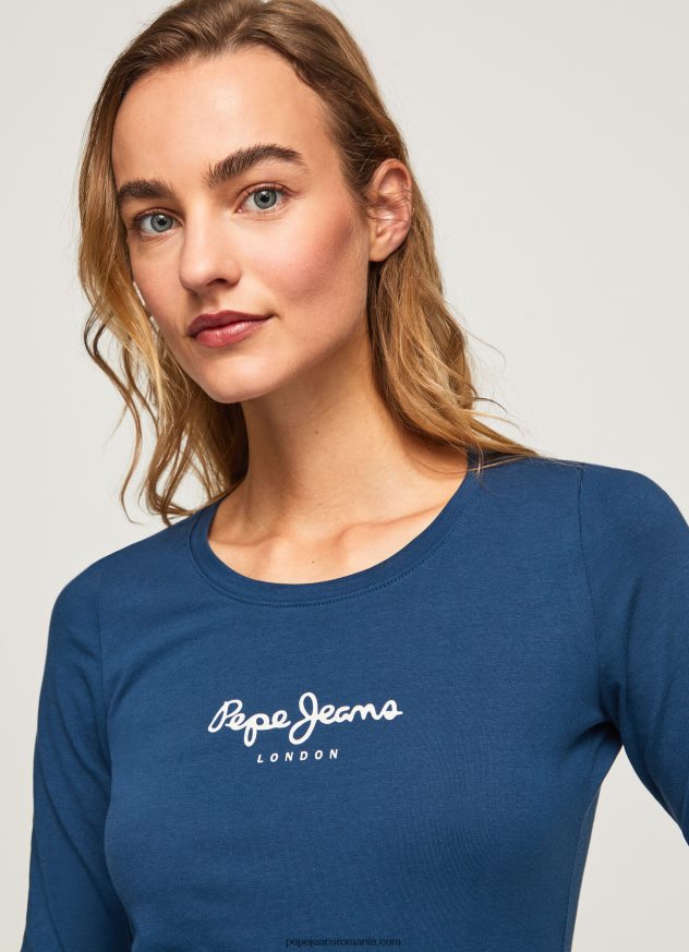 tricou din bumbac cu maneca lunga femei Pepe Jeans marina 6Z0R46472 - imagine 3