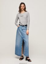 tricou din bumbac cu maneca lunga femei Pepe Jeans marnă cenușie 6Z0R46473 - imagine 2