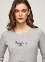 tricou din bumbac cu maneca lunga femei Pepe Jeans marnă cenușie 6Z0R46473 - imagine 3