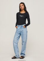 tricou din bumbac cu maneca lunga femei Pepe Jeans negru 6Z0R46471 - imagine 2