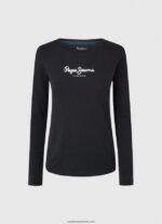 tricou din bumbac cu maneca lunga femei Pepe Jeans negru 6Z0R46471 - imagine 5