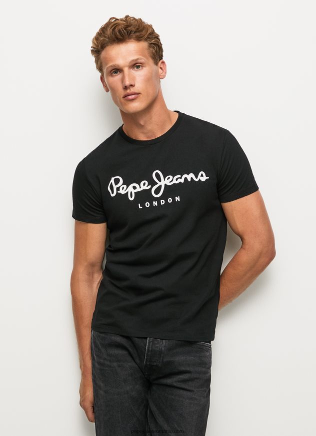 tricou din bumbac cu maneca scurta bărbați Pepe Jeans negru 6Z0R461003 - imagine 3