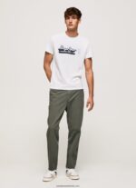 tricou din bumbac cu sigla perii bărbați Pepe Jeans alb 6Z0R46930 - imagine 2