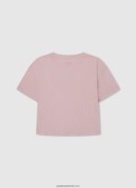 tricou din bumbac fără umăr fată Pepe Jeans roz moale 6Z0R461441 - imagine 2