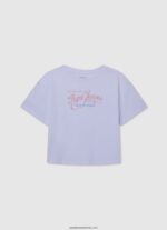 tricou din bumbac fără umăr fată Pepe Jeans roz moale 6Z0R461441 - imagine 3