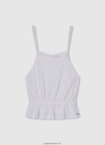 tricou din bumbac fără umăr fată Pepe Jeans roz moale 6Z0R461441 - imagine 5