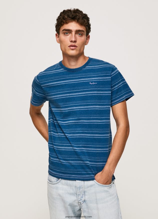 tricou din bumbac imprimat cu dungi bărbați Pepe Jeans indigo 6Z0R46966 - imagine 3