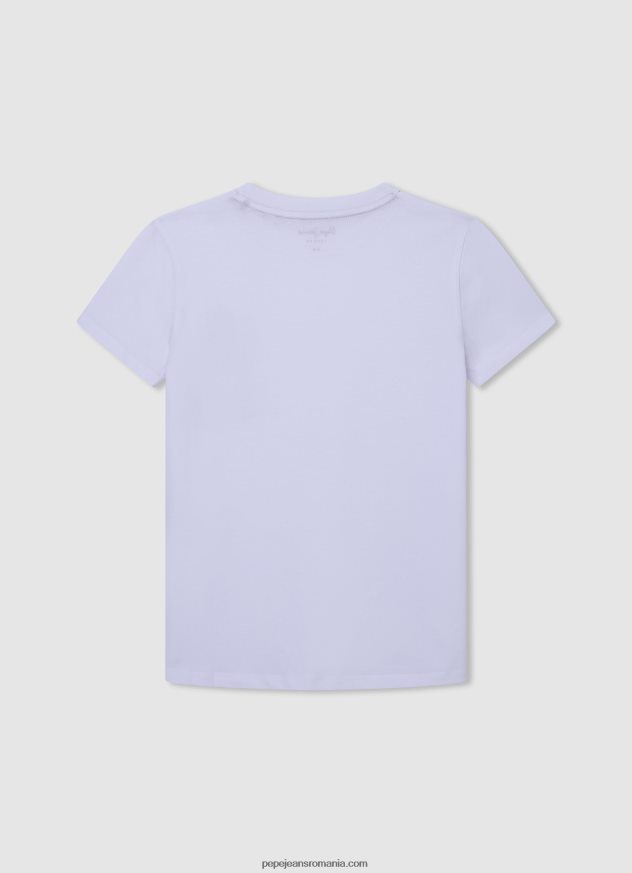 tricou din bumbac pentru cabina telefonica băiat Pepe Jeans alb 6Z0R461654 - imagine 2