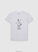 tricou din bumbac pentru cabina telefonica băiat Pepe Jeans alb 6Z0R461654 - imagine 3