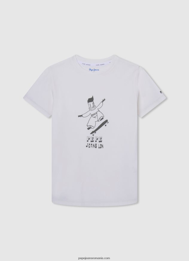 tricou din bumbac pentru cabina telefonica băiat Pepe Jeans alb 6Z0R461654 - imagine 3