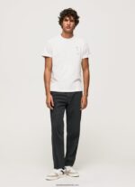 tricou din bumbac spalat si vopsit bărbați Pepe Jeans alb 6Z0R46942 - imagine 2
