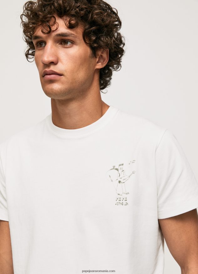 tricou din bumbac spalat si vopsit bărbați Pepe Jeans alb 6Z0R46942 - imagine 3
